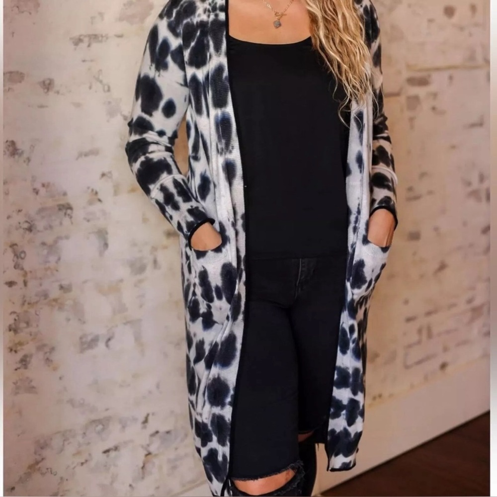 Wispr By Brodie Impulse Tie Dye Duster Long Lined Lightweight Cardigan Spring